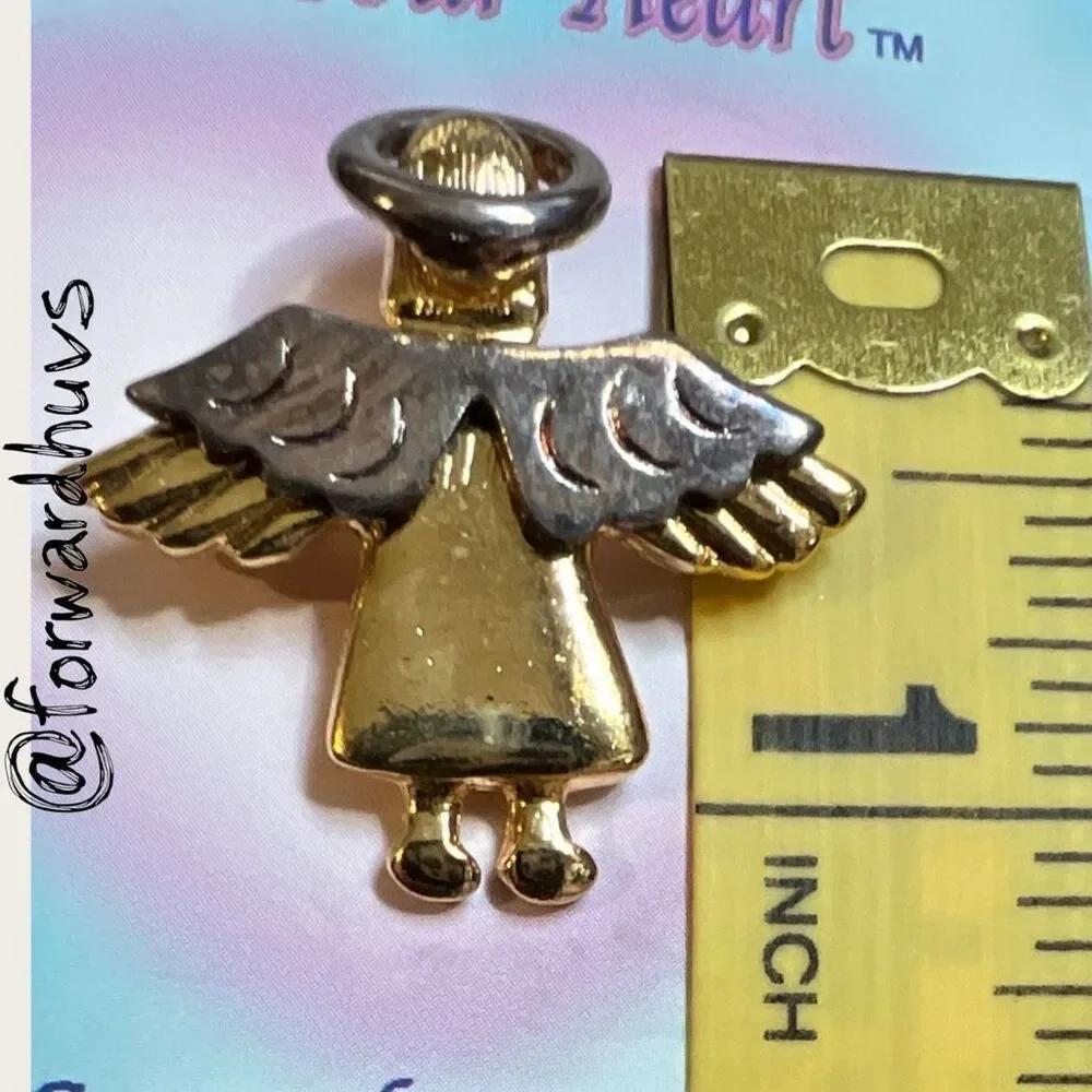 Bundle Sale 3 for $15 | Angel Pin / Pendant – Silver Tone Wings & Halo, Gold Ton